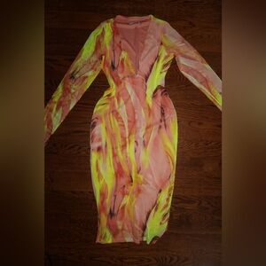Vibrant Sheer Long Sleeve Top